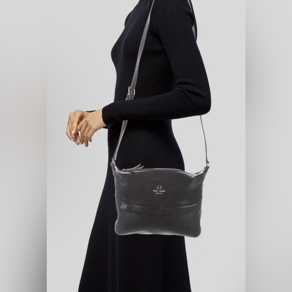 Kate Spade Black Grant Park Starla Pebble Leather Crossbody Bag, OS - Picture 2 of 9
